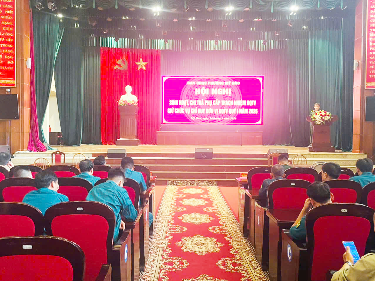 Ban CHQS phường Mỹ Hào: Sinh hoạt, chi trả phụ cấp trách nhiệm cán bộ chỉ huy đơn vị dân quân tự vệ quý I năm 2026