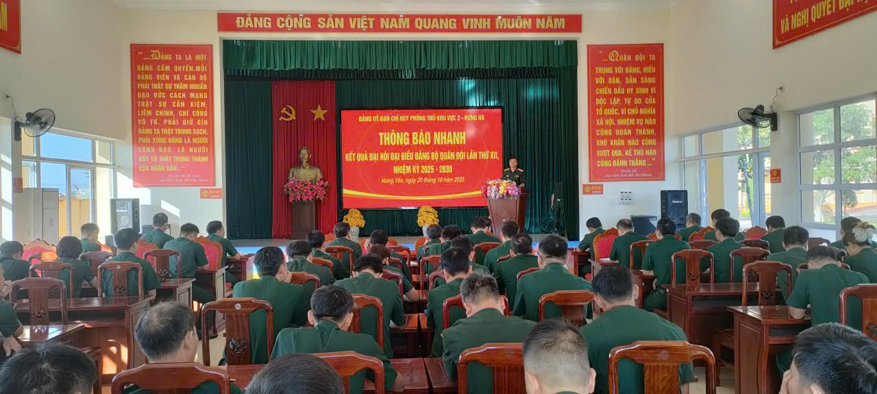 Ban Chỉ huy PTKV 2 - Hưng Hà: Thông báo nhanh kết quả Đại hội đại biểu Đảng bộ Quân đội lần thứ XII