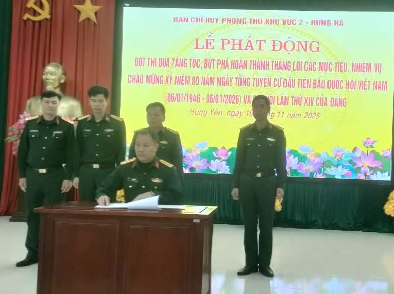 Ban Chỉ huy phòng thủ khu vực 2 - Hưng Hà: Phát động đợt thi đua tăng tốc, bứt phá hoàn thành thắng lợi các mục tiêu, nhiệm vụ