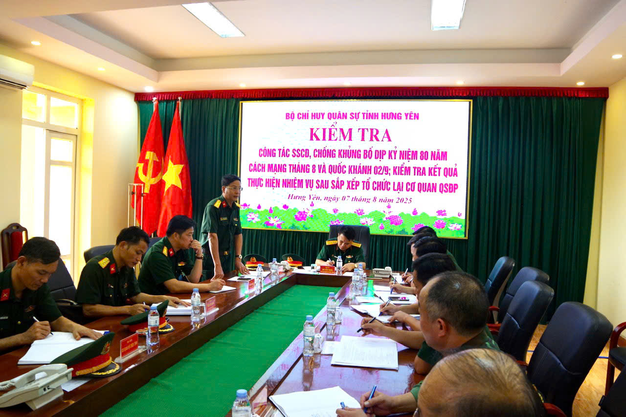 Bộ CHQS tỉnh kiểm tra công tác sẵn sàng chiến đấu, chống khủng bố dịp kỷ niệm 80 năm ngày cách mạng tháng tám và quốc khánh 02/9 năm 2025