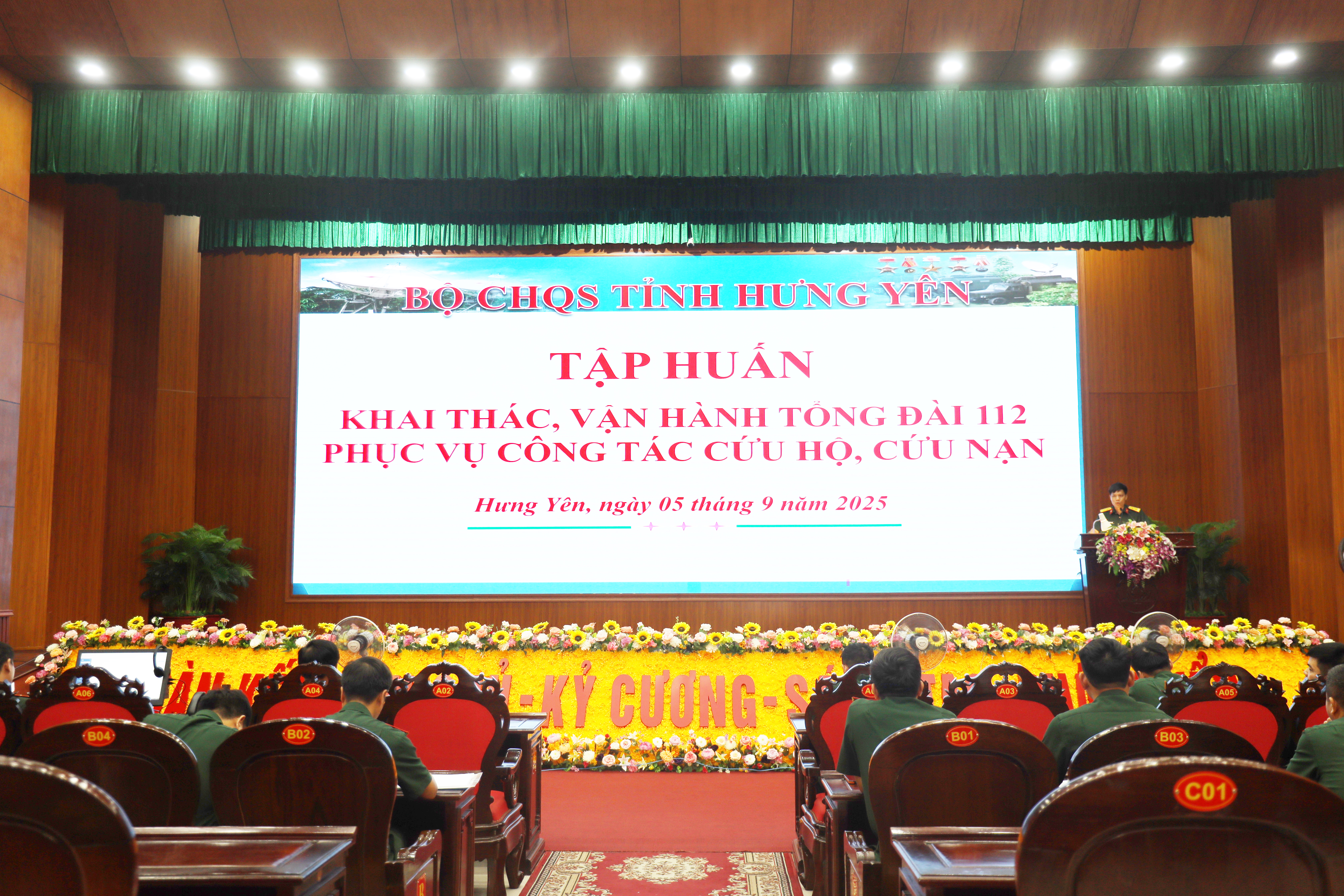 Bộ CHQS tỉnh Hưng Yên: Tổ chức tập huấn khai thác, vận hành Tổng đài 112 phục vụ công tác Cứu hộ, cứu nạn
