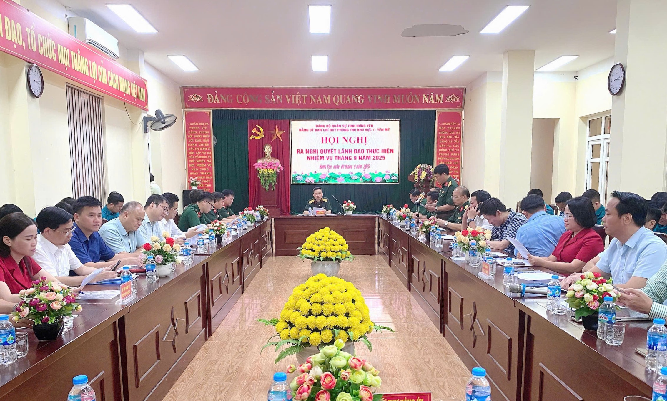 Đảng ủy Ban Chỉ huy phòng thủ khu vực 1 - Yên Mỹ ra nghị quyết lãnh đạo thực hiện nhiệm vụ tháng 9/2025