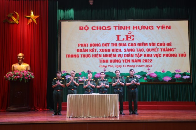 Bộ CHQS tỉnh phát động đợt thi đua cao điểm trong thực hiện nhiệm vụ diễn tập khu vực phòng thủ tỉnh Hưng Yên năm 2022