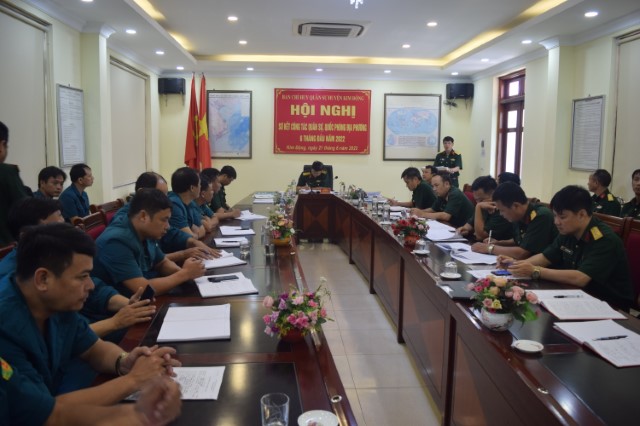 Ban CHQS huyện Kim Động: Tổ chức hội nghị sơ kết công tác QS, QPĐP 6 tháng đầu năm 2022