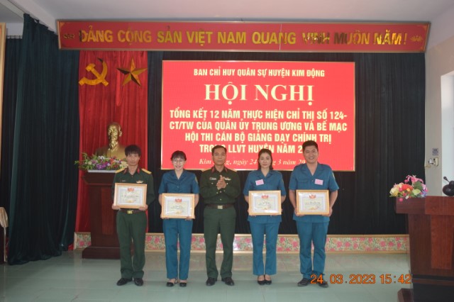 Ban CHQS huyện Kim Động: Tổ chức hội thi cán bộ giảng dạy chính trị năm 2023