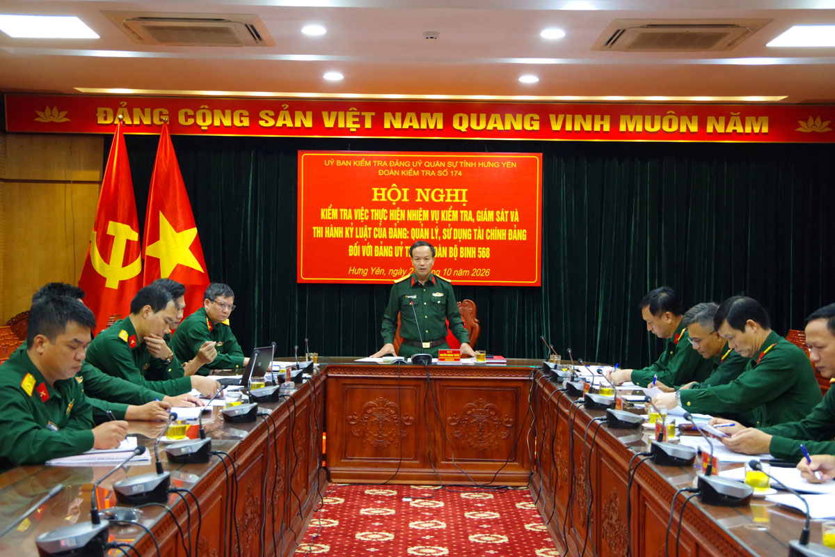 Uỷ ban kiểm tra Đảng uỷ Quân sự tỉnh Hưng Yên kiểm tra nhiệm vụ kiểm tra giám sát tại đảng uỷ trung đoàn 568